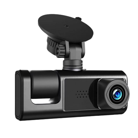 Dashcam caméra embarquée pour voiture HD – 3 caméras avant, intérieur et arrière – Microphone + haut-parleur intégrés